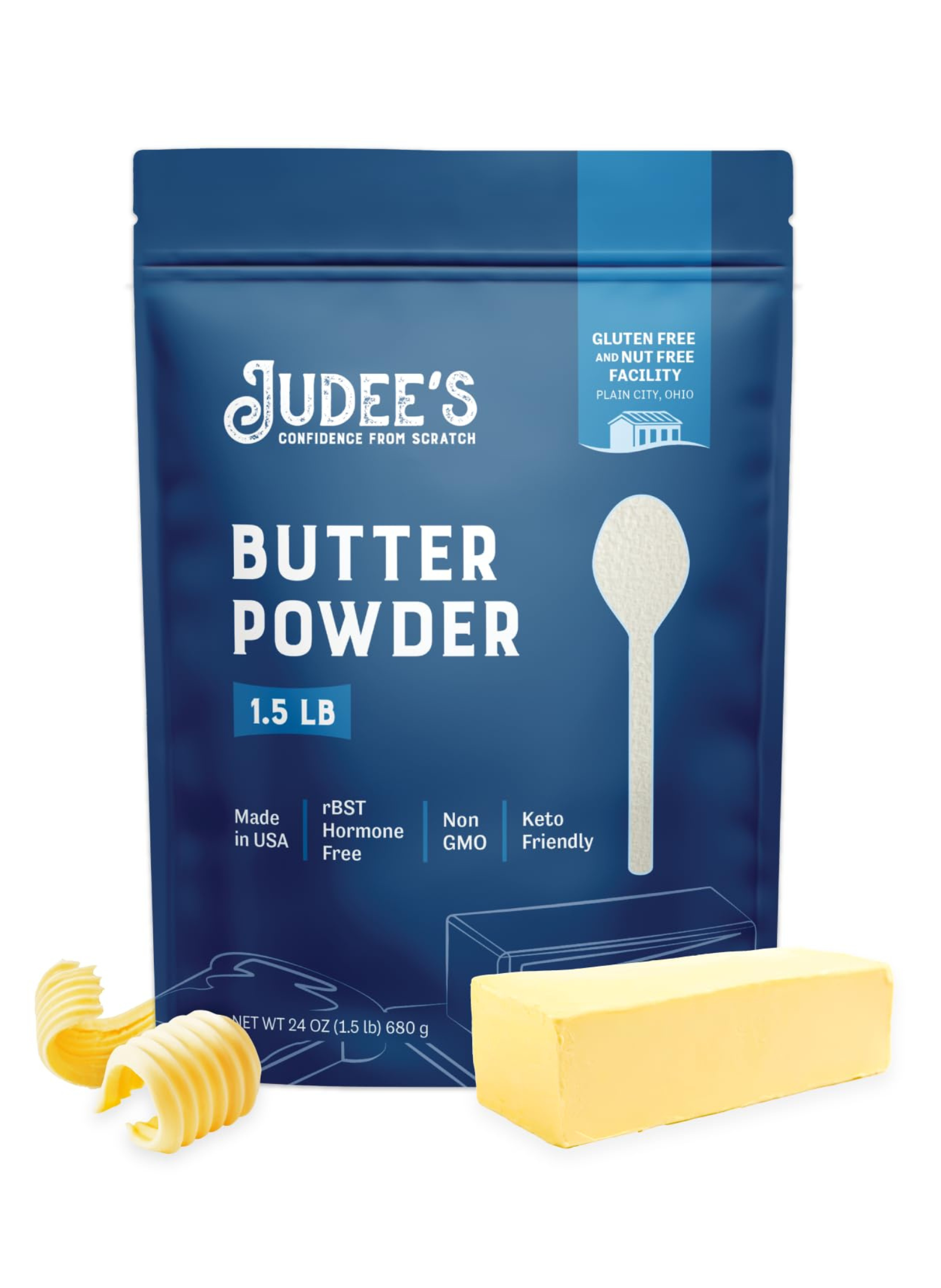 Judee's Gluten Free Buttermilk Powder - Baking Pancakes & Cornbread With Powdered Buttermilk - Gluten Free Shelf-Stable Mix - Reconstitute For Cooking With Powdered Milk - 24 Oz, Pack Of 1